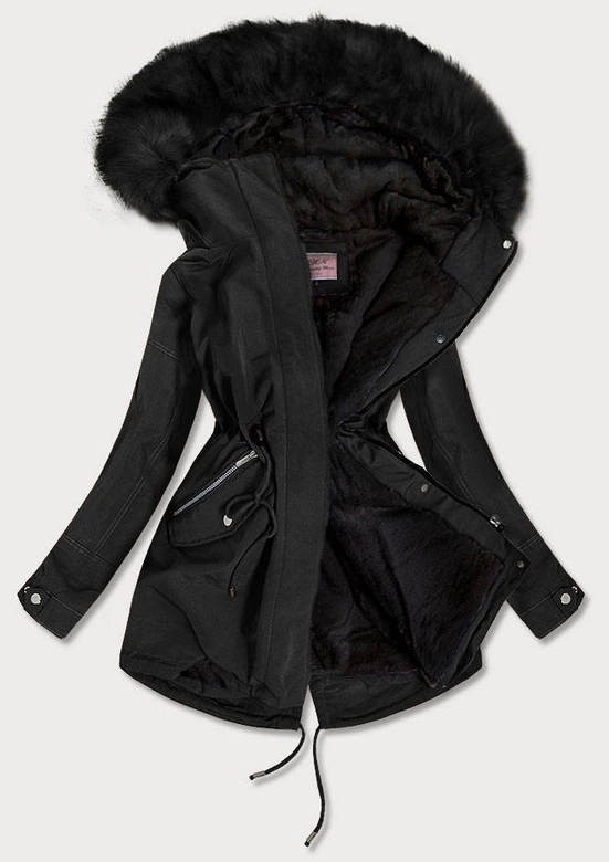 DAMSKA PARKA ZIMOWA CZARNA (W379BIG)