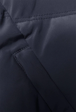 Kamizelka damska ze stójką i kapturem granatowa (23-011)