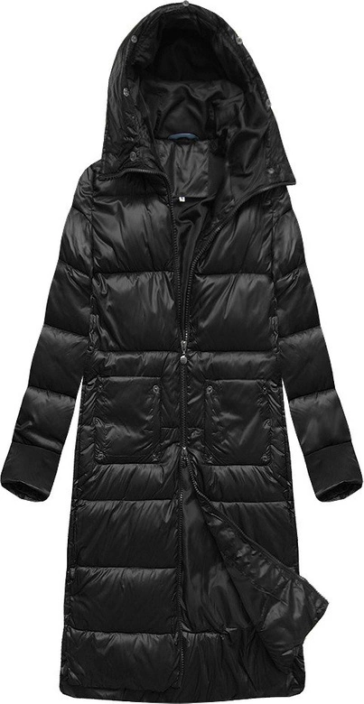 DŁUGA KURTKA Z KAPTUREM CZARNA (PM7231)