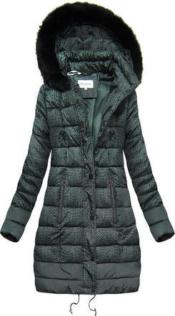 DAMSKA ZIMOWA PIKOWANA KURTKA Z KAPTUREM ZIELONA (J18-003)
