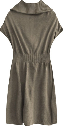 DŁUGI SWETER Z GOLFEM JASNOBRĄZOWY (X1224X)