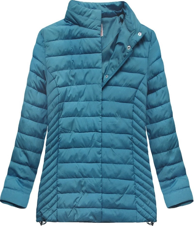 PIKOWANA KURTKA Z KAPTUREM NIEBIESKA (W260BIG)