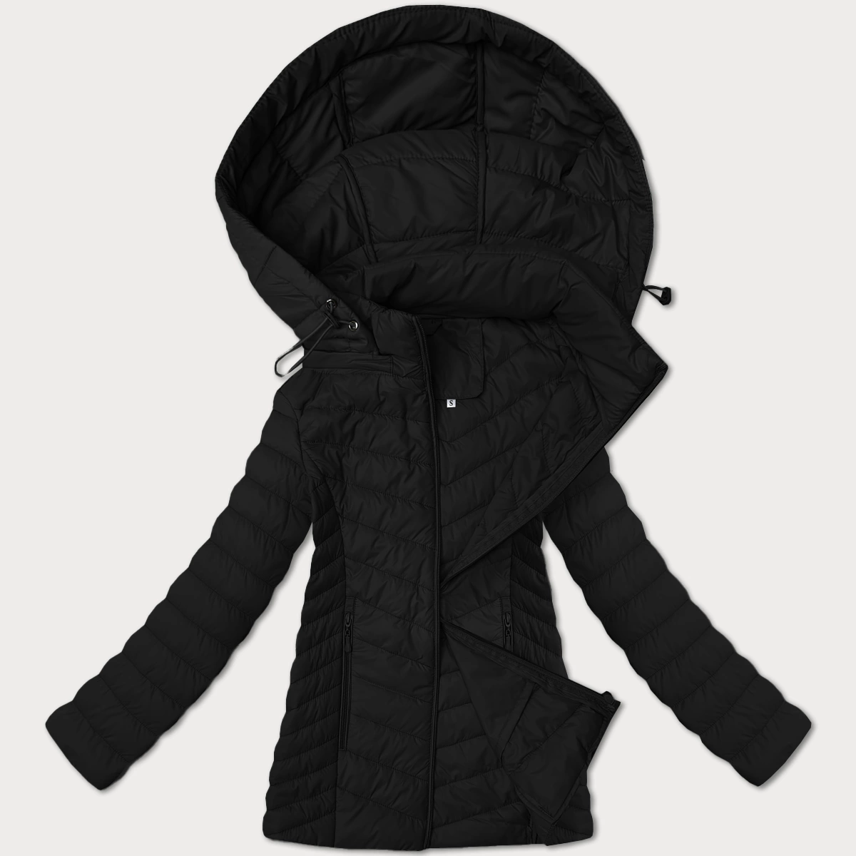 Lekka kurtka damska z odpinanym kapturem J Style czarna (16M9230-392)