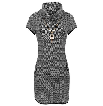 TUNIKA W JODEŁKĘ Z KOMINEM CZARNO-BIAŁA (N5)