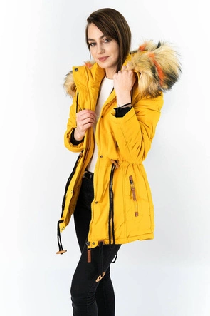 DAMSKA KURTKA ZIMOWA Z KAPTUREM ŻÓŁTA (208-1)