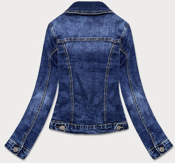 KURTKA DAMSKA JEANSOWA DENIM Z PRZETARCIAMI GRANATOWA (GD6338)