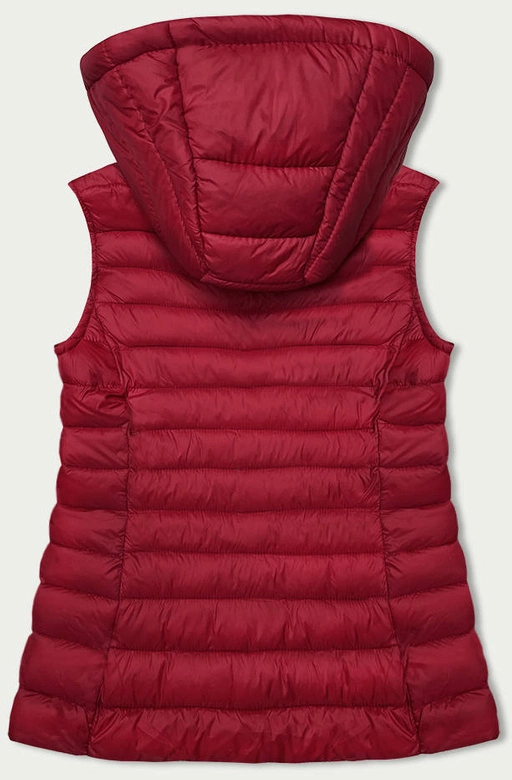 Pikowany bezrękawnik z kapturem damski czerwony (16M9139-270)