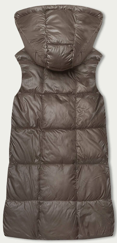 Prosta kamizelka damska z kapturem mocca (YP-22072-5)