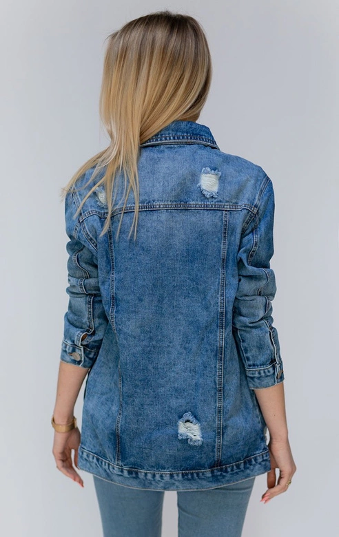 DAMSKA KURTKA JEANSOWA OVERSIZE NIEBIESKA (039K)