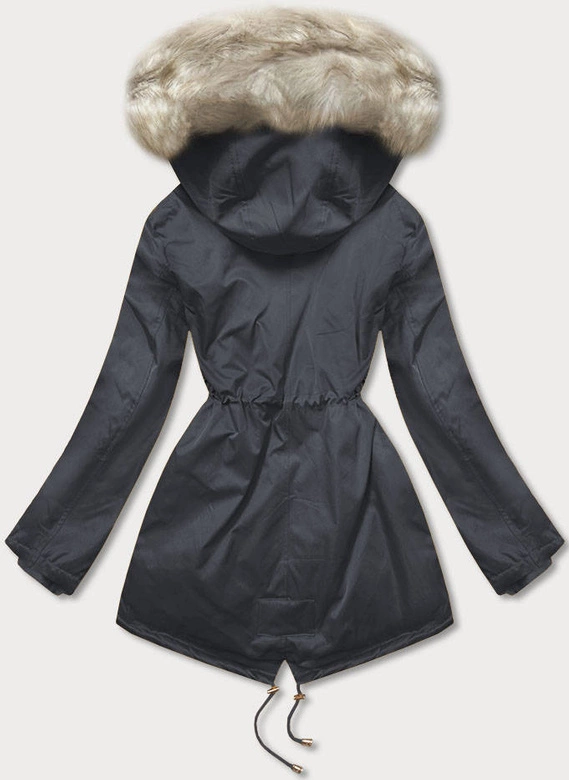 DAMSKA PARKA ZIMOWA NA FUTERKU GRANATOWA (B508)