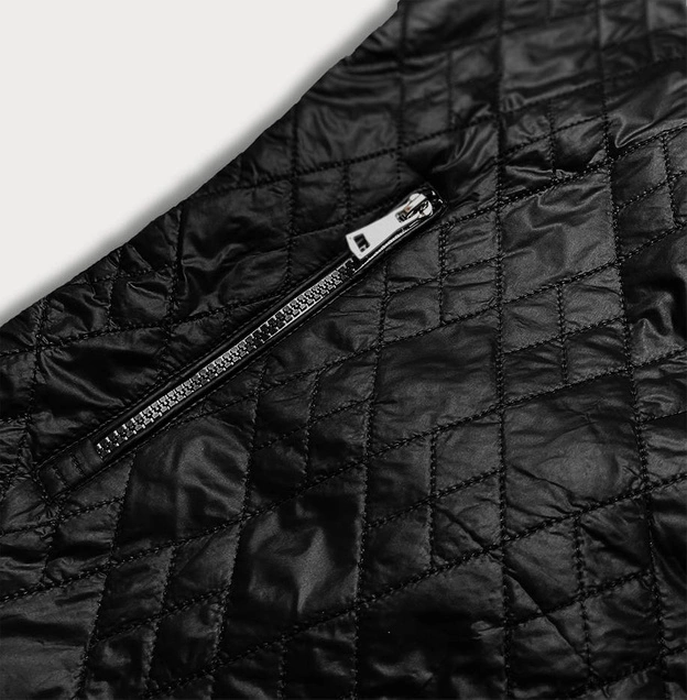Pikowana kurtka damska czarna (rqw-7009)