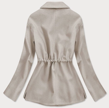 Luźny krótki płaszcz damski beżowy (2727)