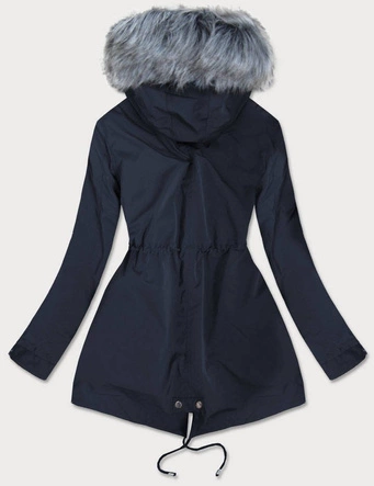DAMSKA PARKA Z PODPINKĄ GRANATOWO-SZARA (3399B)
