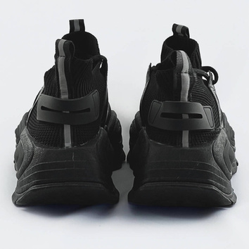 Tekstylne sneakersy damskie czarne (ra16)