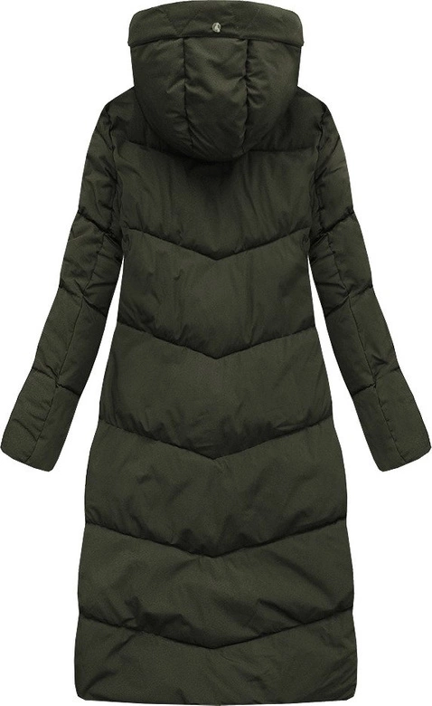 PROSTY PŁASZCZ ZIMOWY DAMSKI Z KAPTUREM KHAKI (J9-007)
