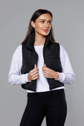 Krótka kamizelka ze stójką czarna (16M9079-392)