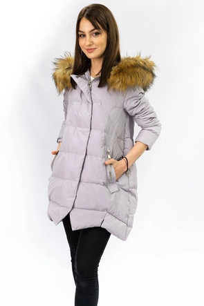 KURTKA DAMSKA ZIMOWA Z PUCHEM NATURALNYM WRZOSOWA (8071)