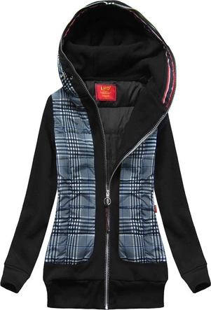 BLUZA Z ŁĄCZONYCH MATERIAŁÓW GRANATOWO-CZARNA (631)