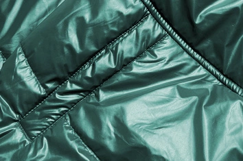 Krótka dwustronna kurtka damska zielony/beż (bh-2204big)