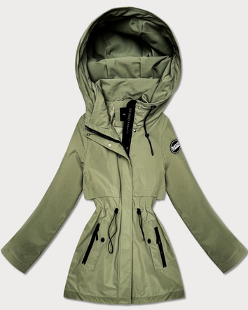 Prosta kurtka z kapturem i trokiem w talii Goodlookin khaki (KK60418-3#)