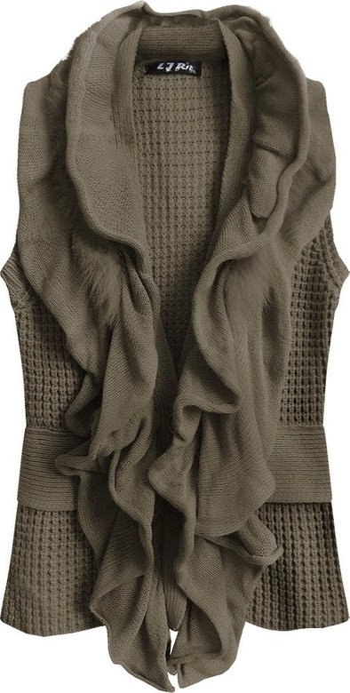 SWETERKOWA KAMIZELKA O GRUBYM SPLOCIE BRĄZOWA (1613)