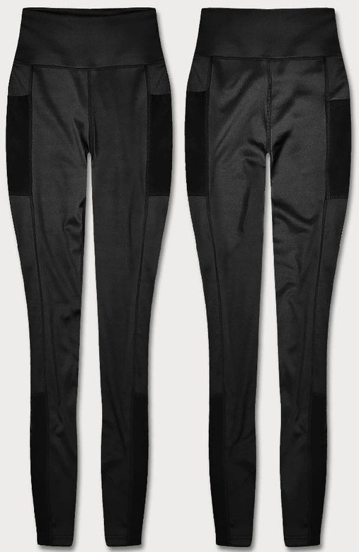 Legginsy z wstawkami z siateczki czarne (XL005-1)