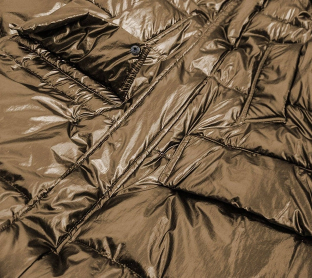 DAMSKA METALICZNA KURTKA ZIMOWA Z KAPTUREM ZŁOTA (8295)