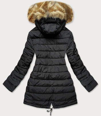 Dwustronna damska kurtka zimowa khaki-czarna (w557-1big)