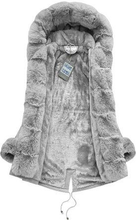 BAWEŁNIANA PARKA Z FUTREM SZARA (K720)