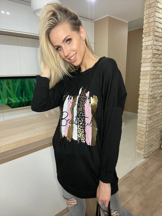 LUŹNA TUNIKA Z DZIANINY CZARNA (9281/1)