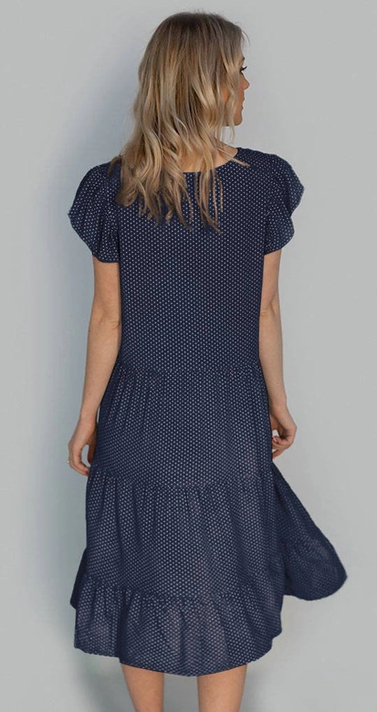 DELIKATNA SUKIENKA W GROSZKI GRANATOWA (588ART)