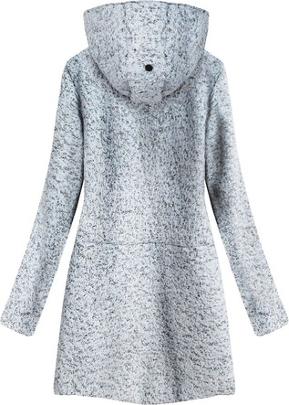 KRÓTKI PŁASZCZ Z KAPTUREM JASNOSZARY (516ART)