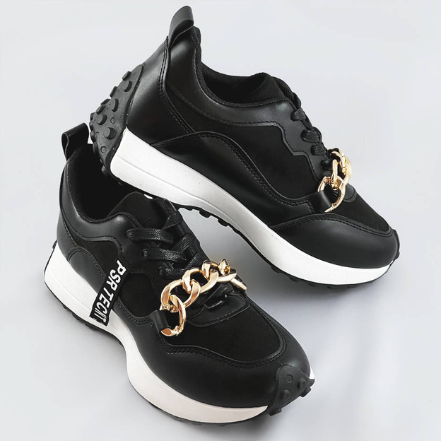 Buty sportowe z łańcuchem czarne (n-206)