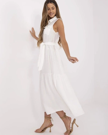 Elegancka sukienka maxi kremowa (A5032)