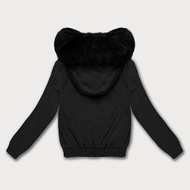 Krótka kurtka z futrzaną podszewką S'West czarna (B8506-1)