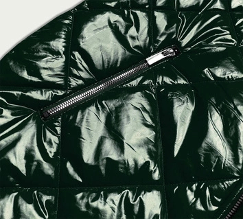 Błyszcząca kamizelka z kapturem zielona ciemna (7005big)