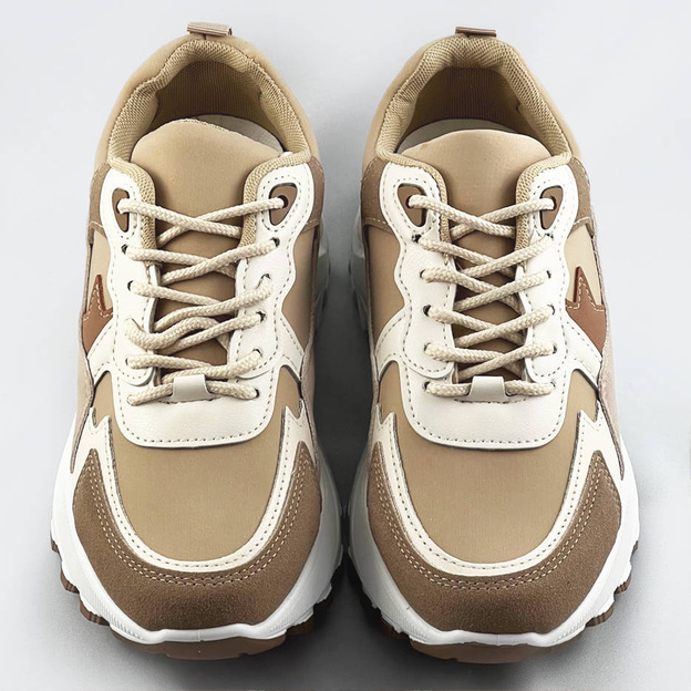 Sneakersy z łączonych materiałów khaki (1109)