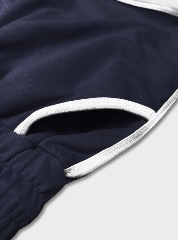 Damskie szorty z kontrastową lamówką granatowe (8K208-25)