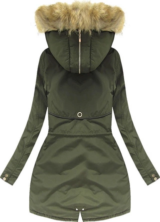GRUBA PARKA ZIMOWA Z KAPTUREM KHAKI (W124)