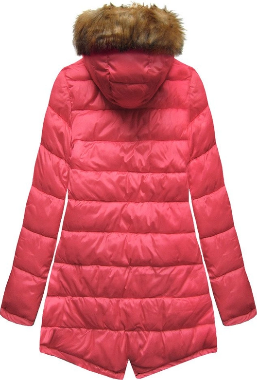 DWUSTRONNA ZIMOWA PARKA DAMSKA Z KAPTUREM GRANATOWO-CZERWONA (B2636)