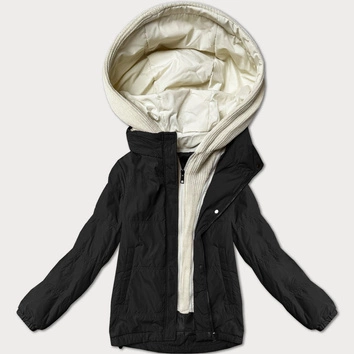 Damska kurtka z ozdobnym kapturem Miss TiTi czarna (3295)