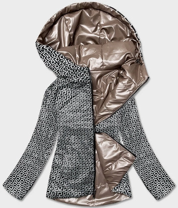 Dwustronna kurtka damska z kapturem cappuccino (br9795-12)