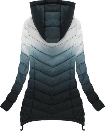 PIKOWANA KURTKA OMBRE BIAŁO-CZARNA (W535)