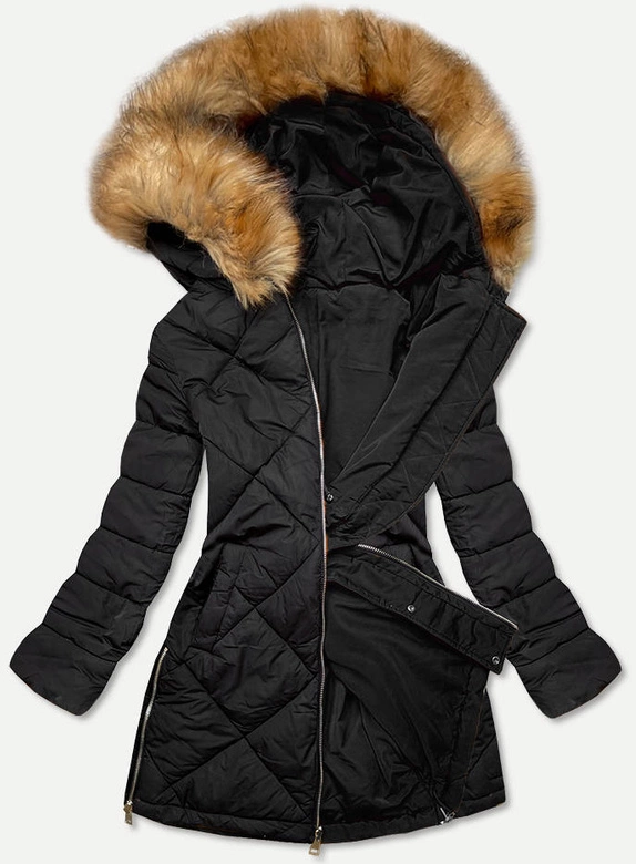 Dwustronna kurtka damska zimowa czarna (m-210a5)