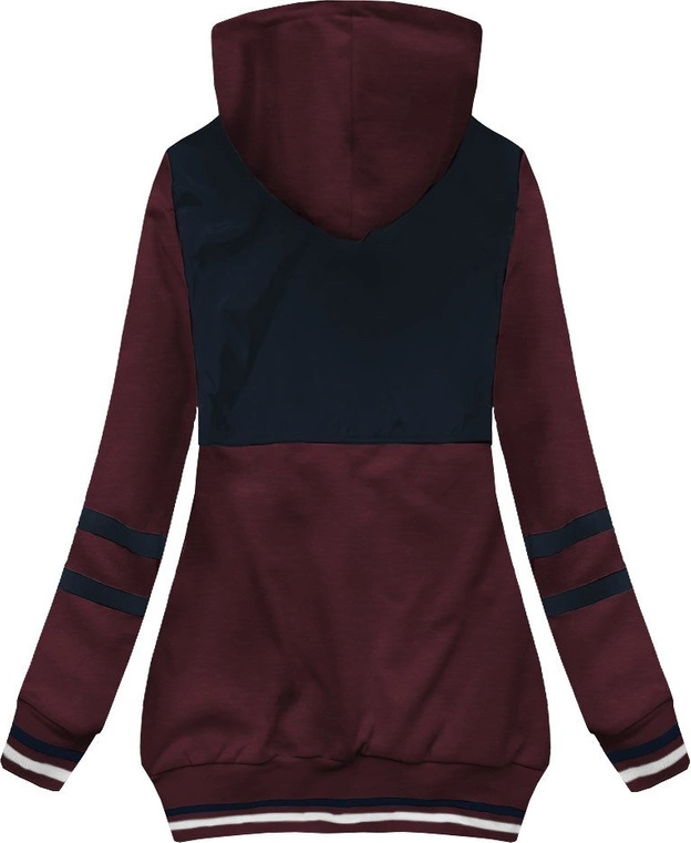 BLUZA Z ŁĄCZONYCH MATERIAŁÓW GRANATOWO-BORDOWA (425)