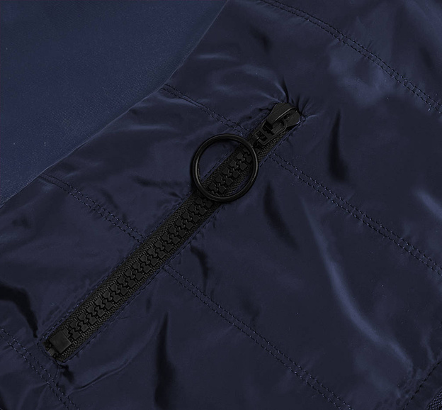 Damski dres z łączonych materiałów granatowy (amg683/1)