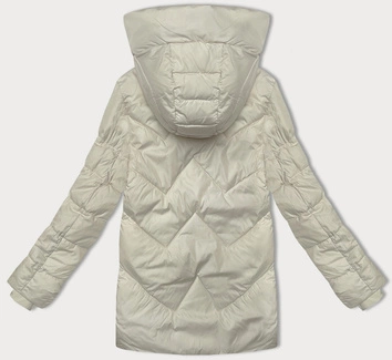 Pikowana kurtka damska z kapturem Glakate ecru (LU-24029#)