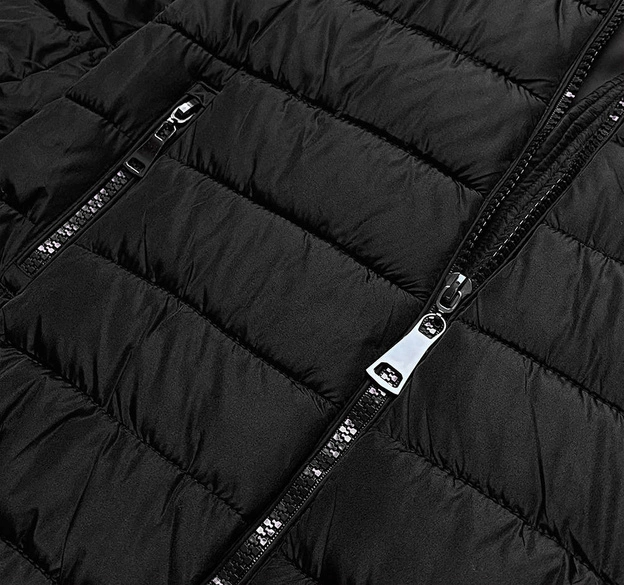 DAMSKA KURTKA Z SUWAKAMI CZARNA (8975-A)