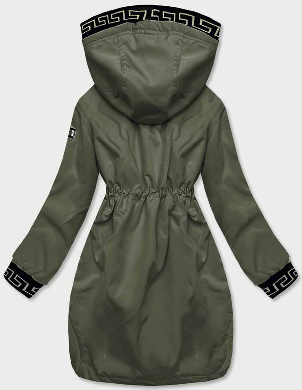 Kurtka damska z ozdobną lamówką khaki (B8139-11)
