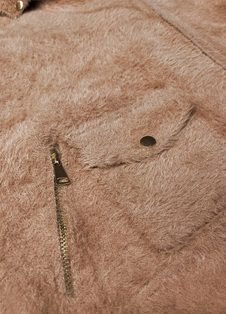 Krótka wełniana kurtka alpaka beżowa (553)